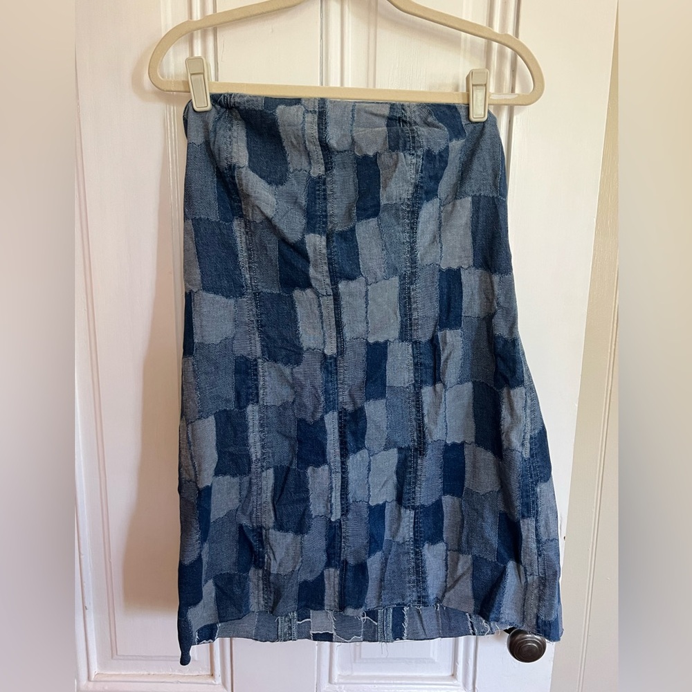 Wild Fable Denim Patch Strapless Dress